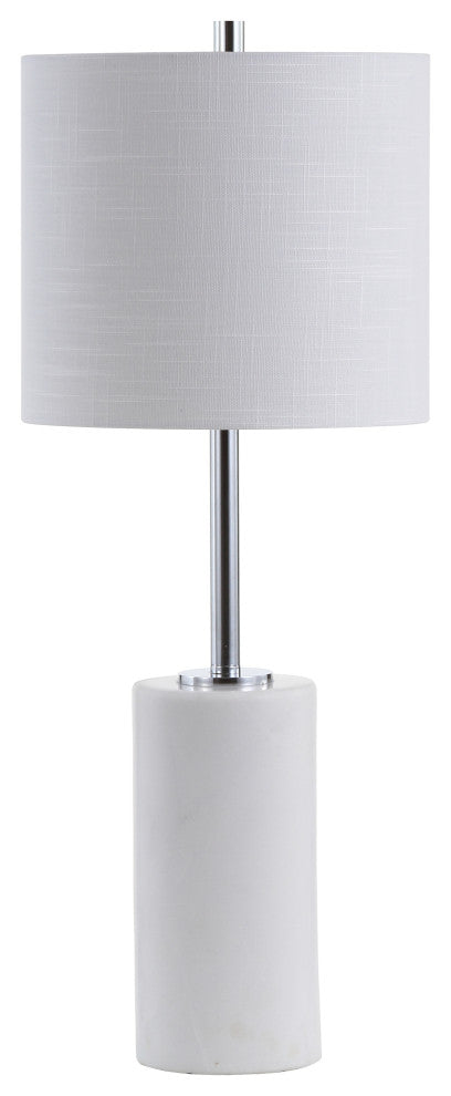 Aksel 25.5" Marble LED Table Lamp, White, Chrome