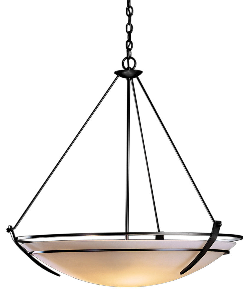 Presidio Tryne Large Scale Pendant with Chain, Black Finish, Opal Glass