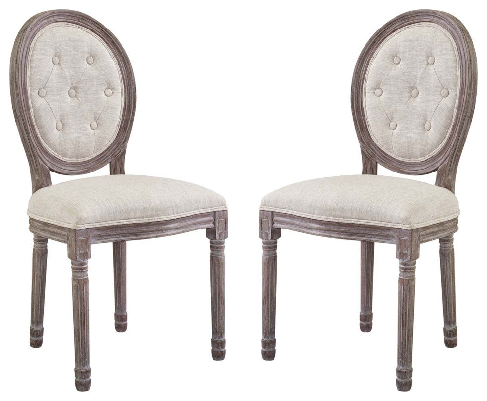 Arise Vintage French Upholstered Fabric Dining Side Chair Set of 2