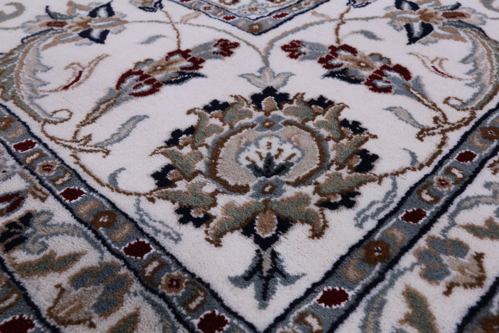 8' 11" X 12' 3" Hand-Knotted Persian Nain Wool and Silk Rug Q9350