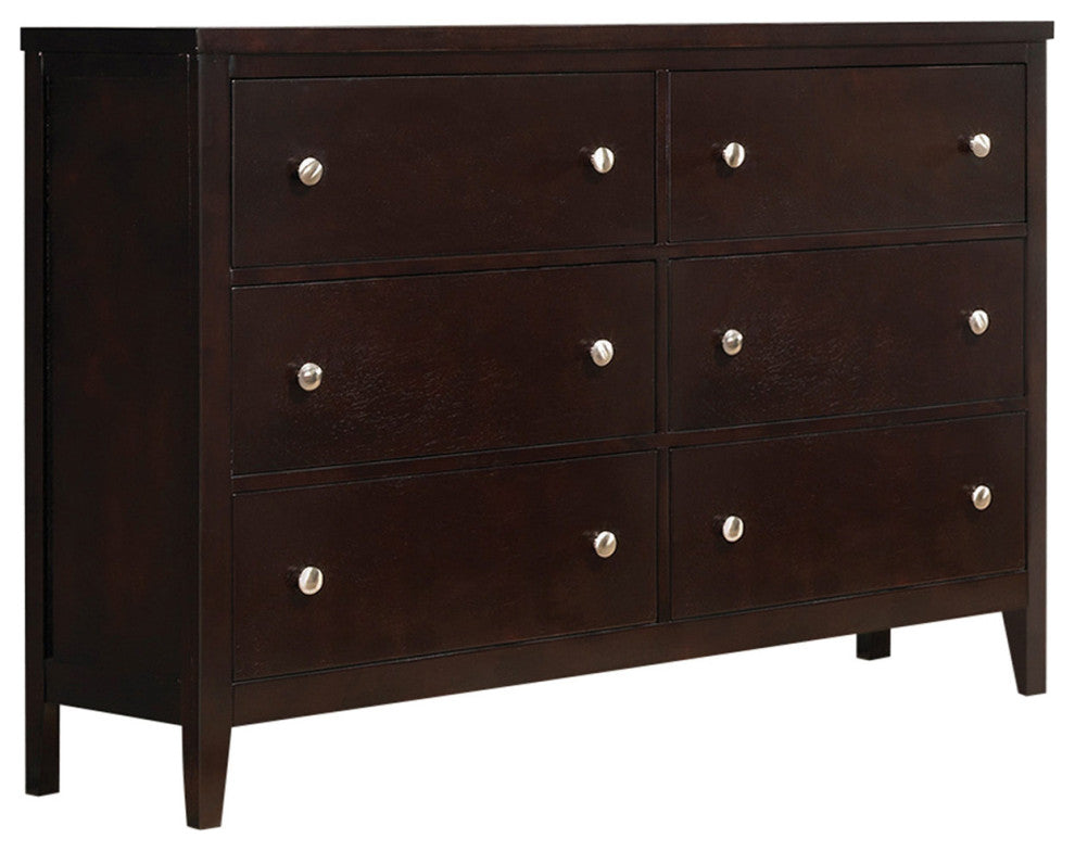Wooden Dresser with 6 Drawers, Cappuccino