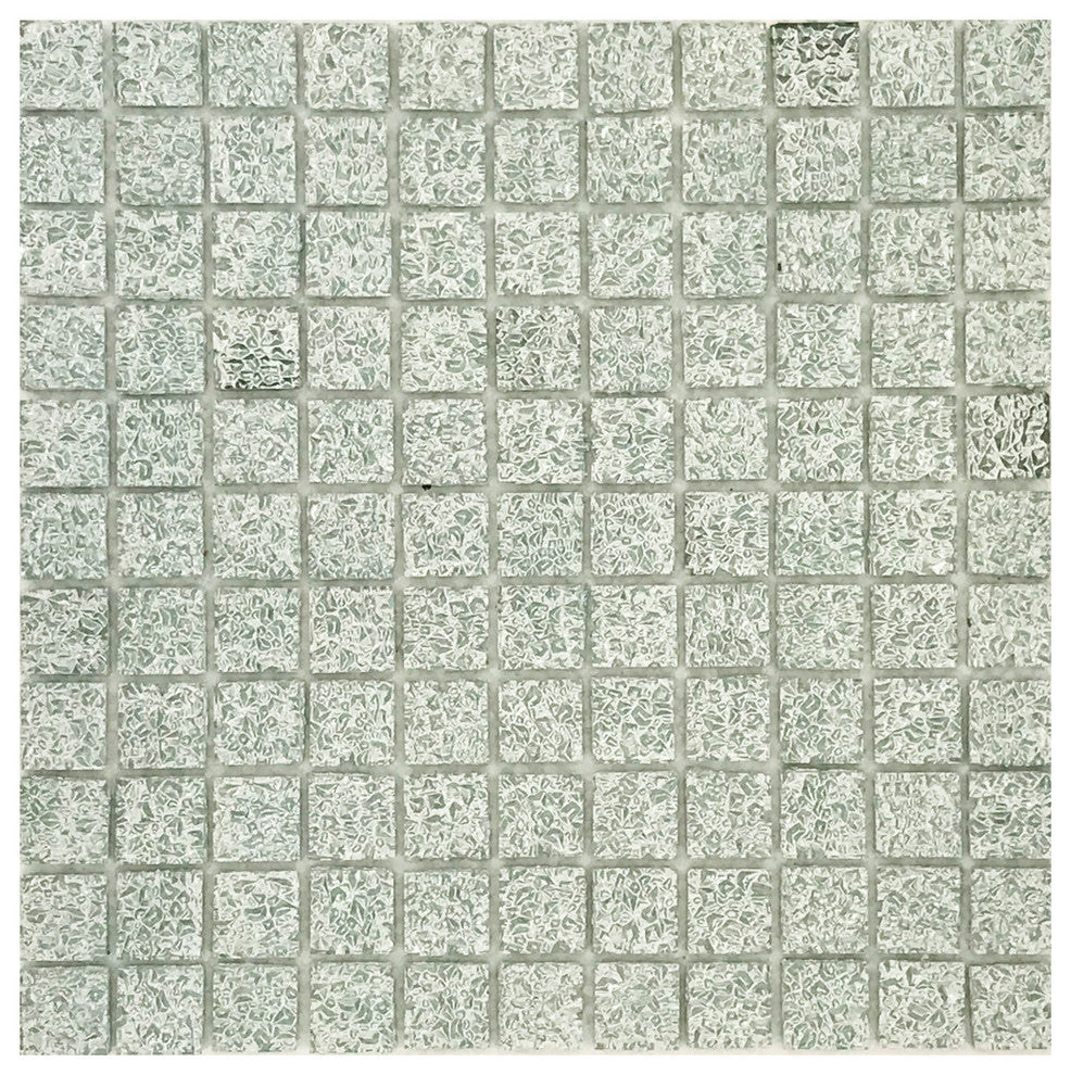 11.5x11.5 Crackel Glass Tile, Silver
