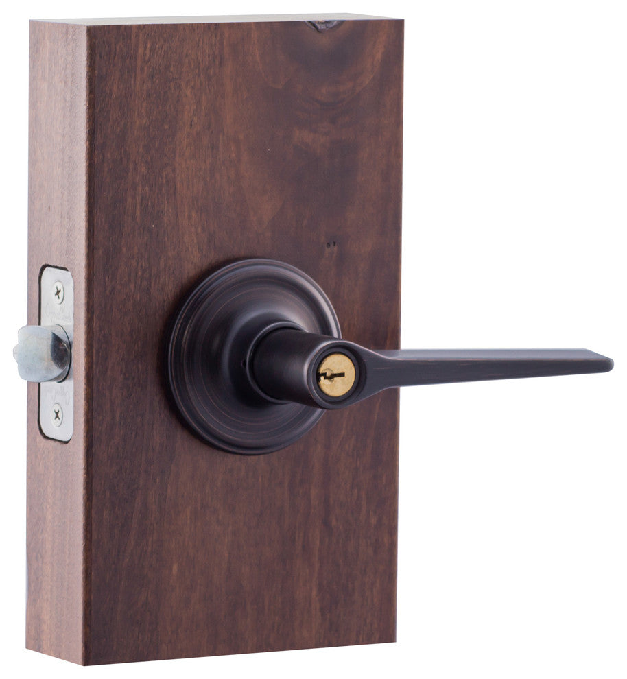Scandinavian Style Keyed Entry Lever, Tuscan Bronze