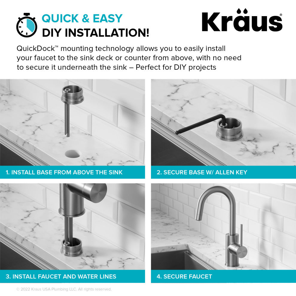 Oletto 1-Hole Kitchen Bar Faucet, Spot Free BB