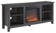 58" Wood TV Stand With Electric Fireplace Insert, Charcoal