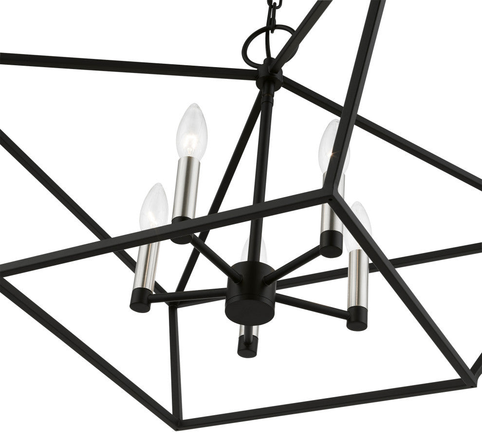 Devone 5 Light Black With Brushed Nickel Accents Chandelier