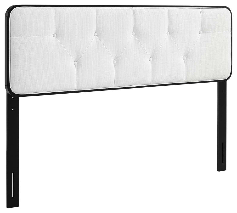 Collins Tufted Twin Fabric and Wood Headboard Black White