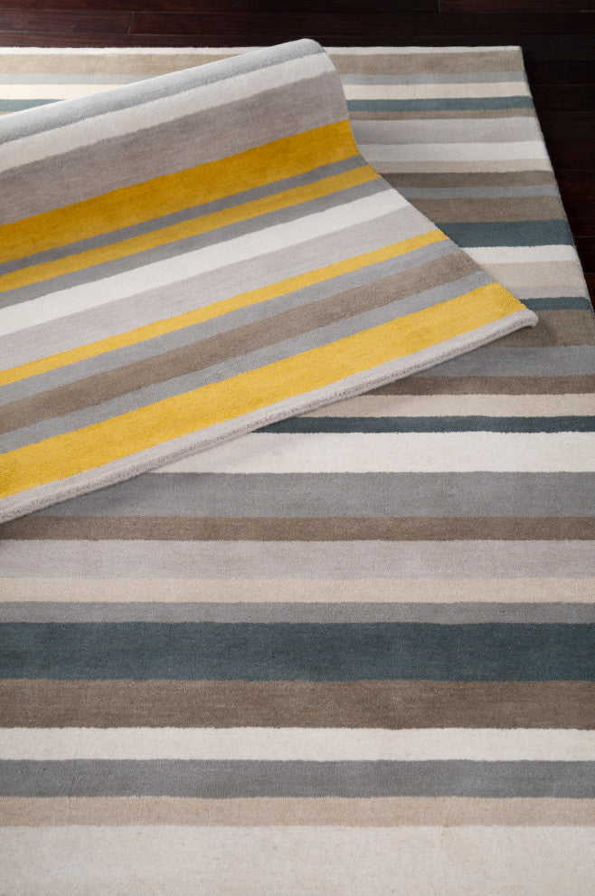 Surya Madison Square MDS-1008 3'3"x5'3" Rug, Mustard/Cream/Medium Gray
