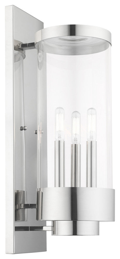 Livex Lighting Hillcrest 3 Light Polished Chrome Large Outdoor Wall Lantern