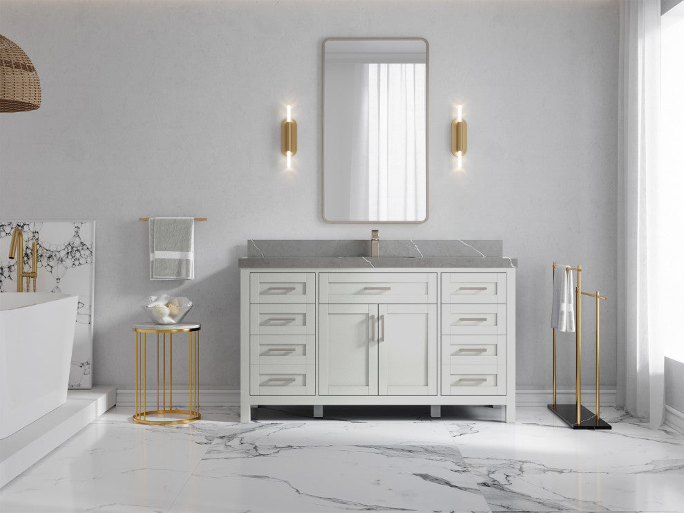 Cambridge 60 Single Bathroom Vanity in Coventry Gray 2" Piatra Gray