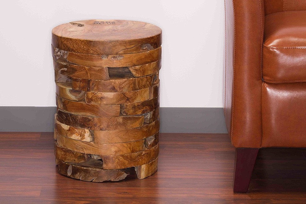 Durable Stonehenge Artisan Accent Table in Solid Teak Wood