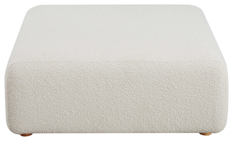 Hangove Upholstered Boucle Ottoman, Cream Boucle