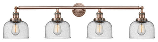 Large Bell 4-Light Bath Fixture, Seedy Glass, Antique Copper