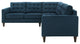 Modern Contemporary Fabric Sectional Sofa Set, Azure Fabric, 3-Piece Set