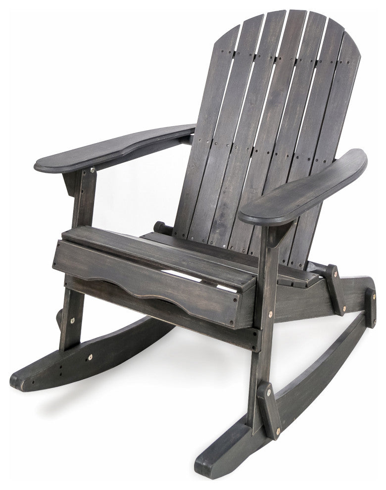 GDF Studio Vivian Outdoor Acacia Wood Adirondack Rocking Chair, Dark Gray, Set of 2