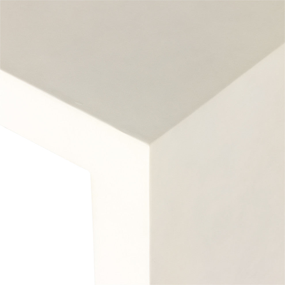 Parish Outdoor End Table-White Concrete