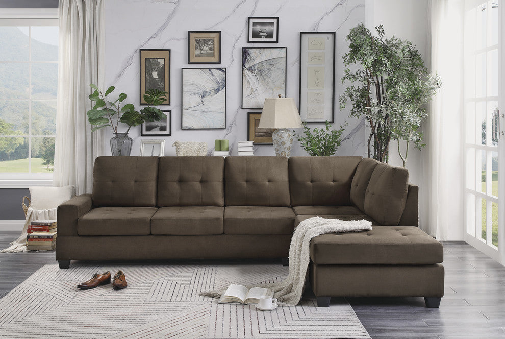 Hedera Sectional Collection, Chocolate color, 2-Piece Set Sectional Sofa