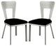 Set of 2 Microfiber and Metal Side Chairs, Silver and Black Finish