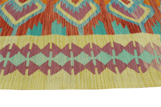Sangat Flatweave Muiz Red/Gold Rug, 4'2 x 6'3