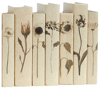 7 Piece Sepia Flowers Decorative Book Set, Collection B