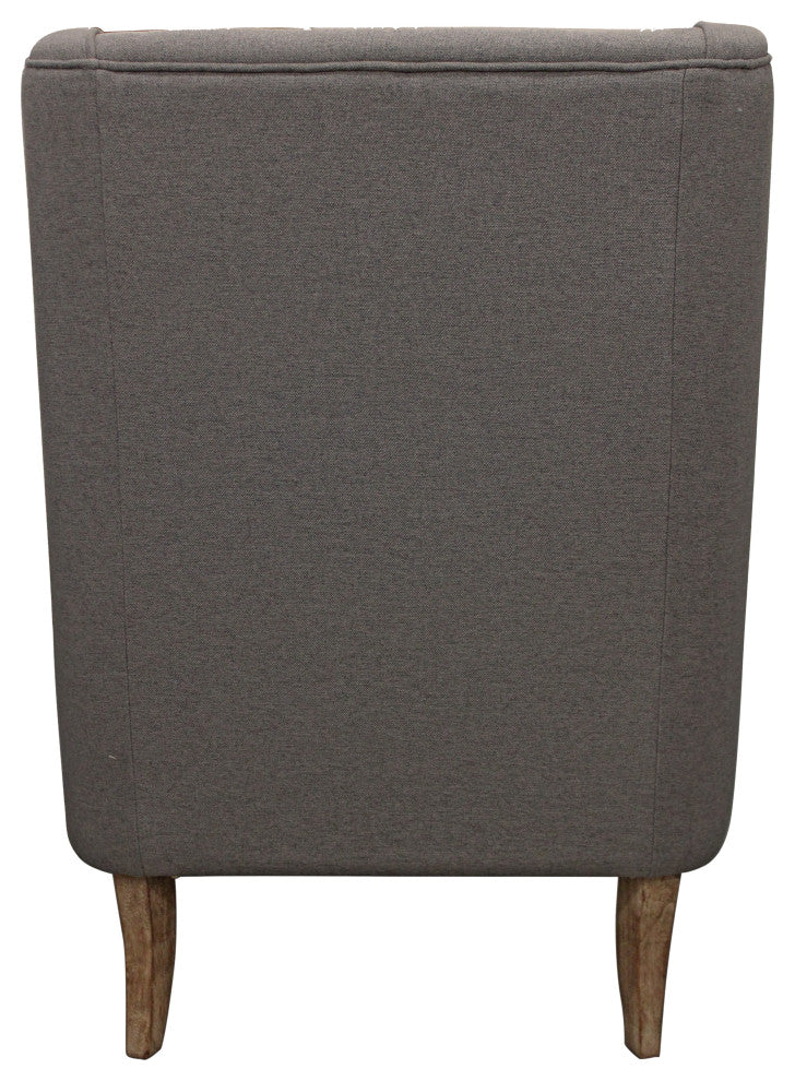 Boulter Lounge Chair with Solid Wood Legs in Gray Linen Fabric