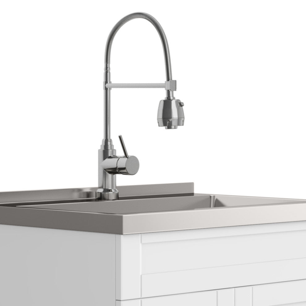 Hennessy Contemporary 24" Deluxe Laundry Cabinet, Faucet, White, 28"