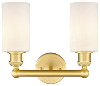 Clymer 2-Light 13" Bath Vanity Light, Satin Gold, Matte White Shade