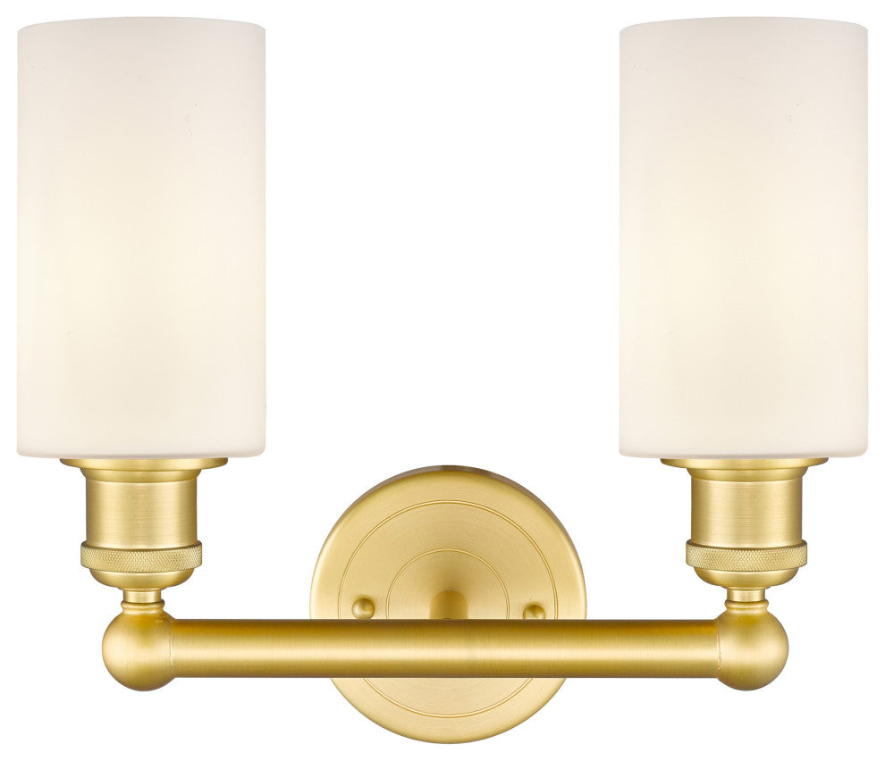 Clymer 2-Light 13" Bath Vanity Light, Satin Gold, Matte White Shade