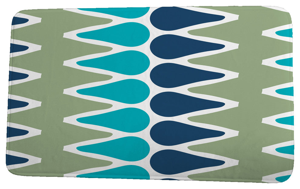 Upscale Getaway Picks Geometric Print Bath Mat, Green/Blue, 17"x24"