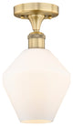 Cindyrella-1 Light 8" Semi-Flush Mount-Brushed Brass, Cased Matte White Shade