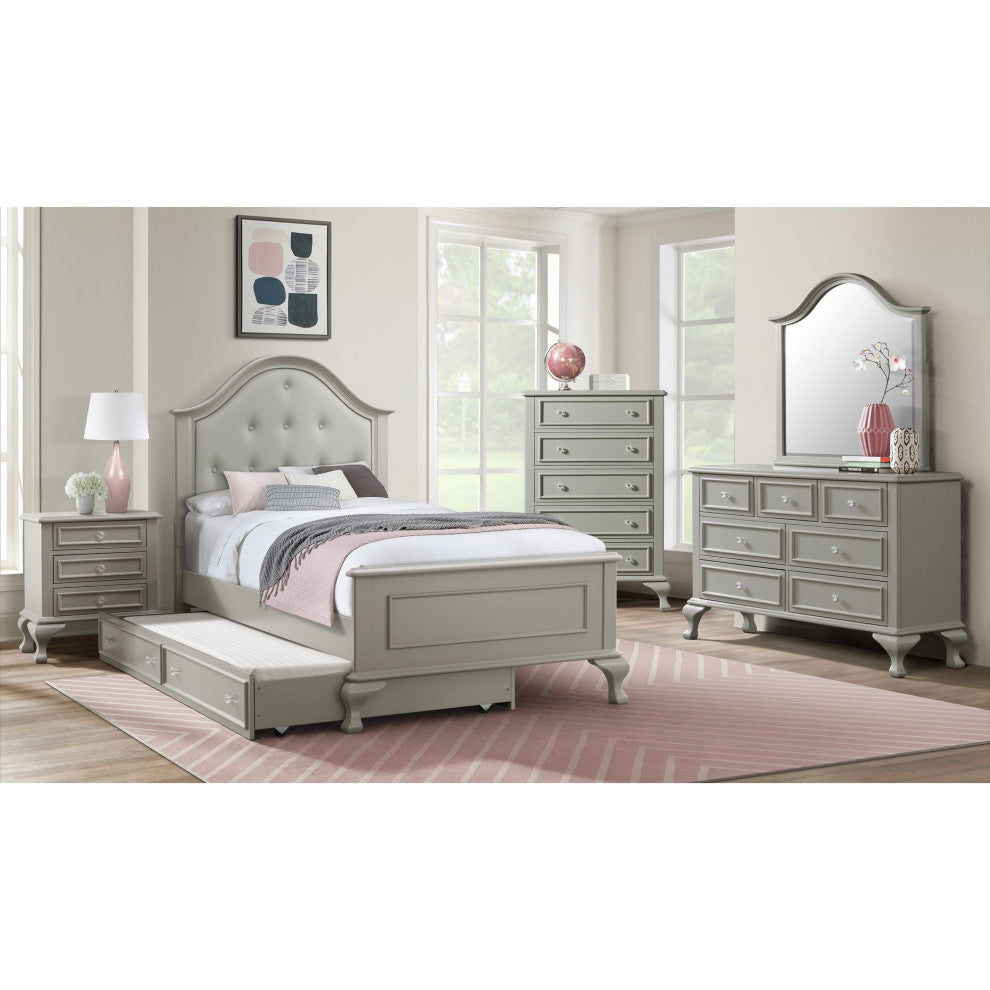 Jesse Full Panel Bed With Trundle, Gray