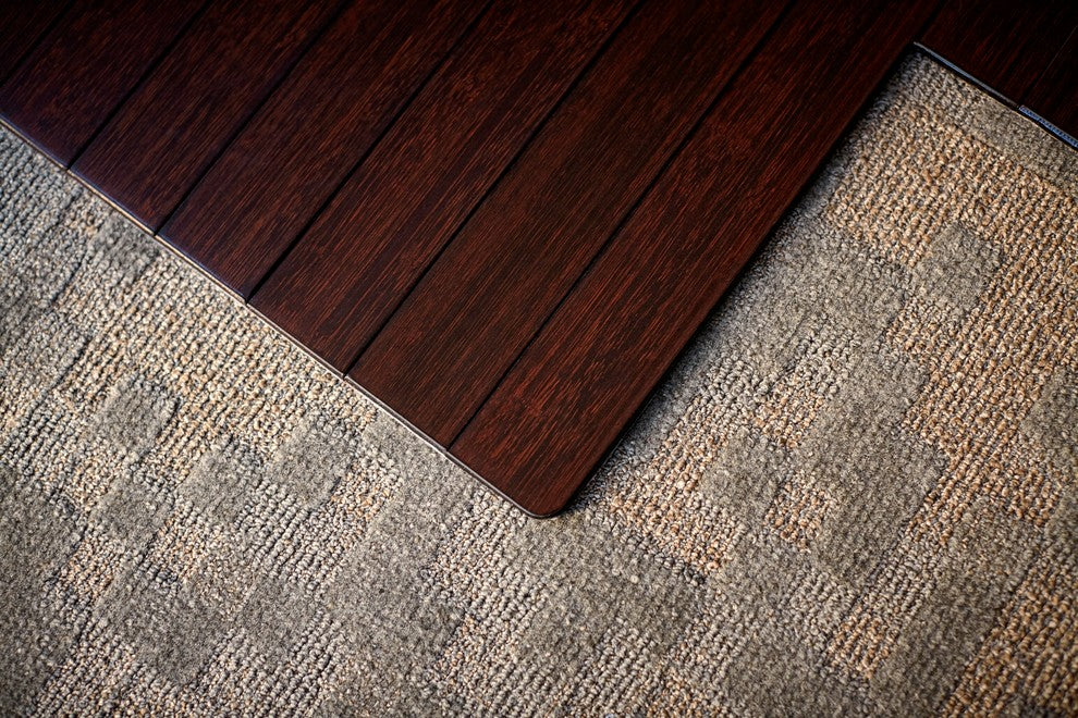 Jovert Bamboo Roll-Up Chair Mat, Dark Cherry, With Lip, 55"x57"