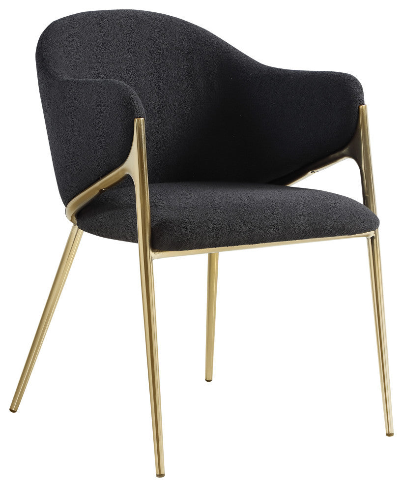 Nial Boucle Fabric Upholsetered Black Dining Chair, Set of 2, Black
