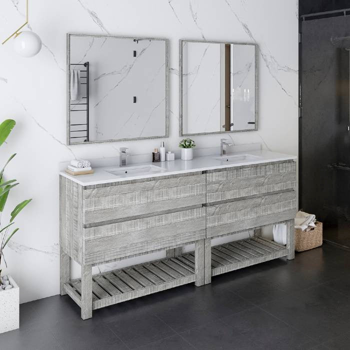 Fresca Formosa Modern 72" Ash Open Bottom Double Sink Bathroom Vanity