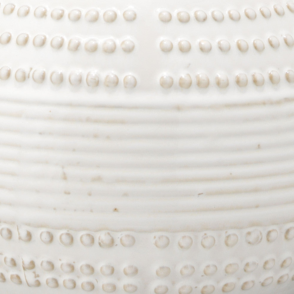Droplet Table Lamp, White Ceramic With Cone Shade, White Linen