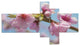 Stem of Peach Blossom Flowers, Floral Canvas Art Print, 60"x32", 5 panels