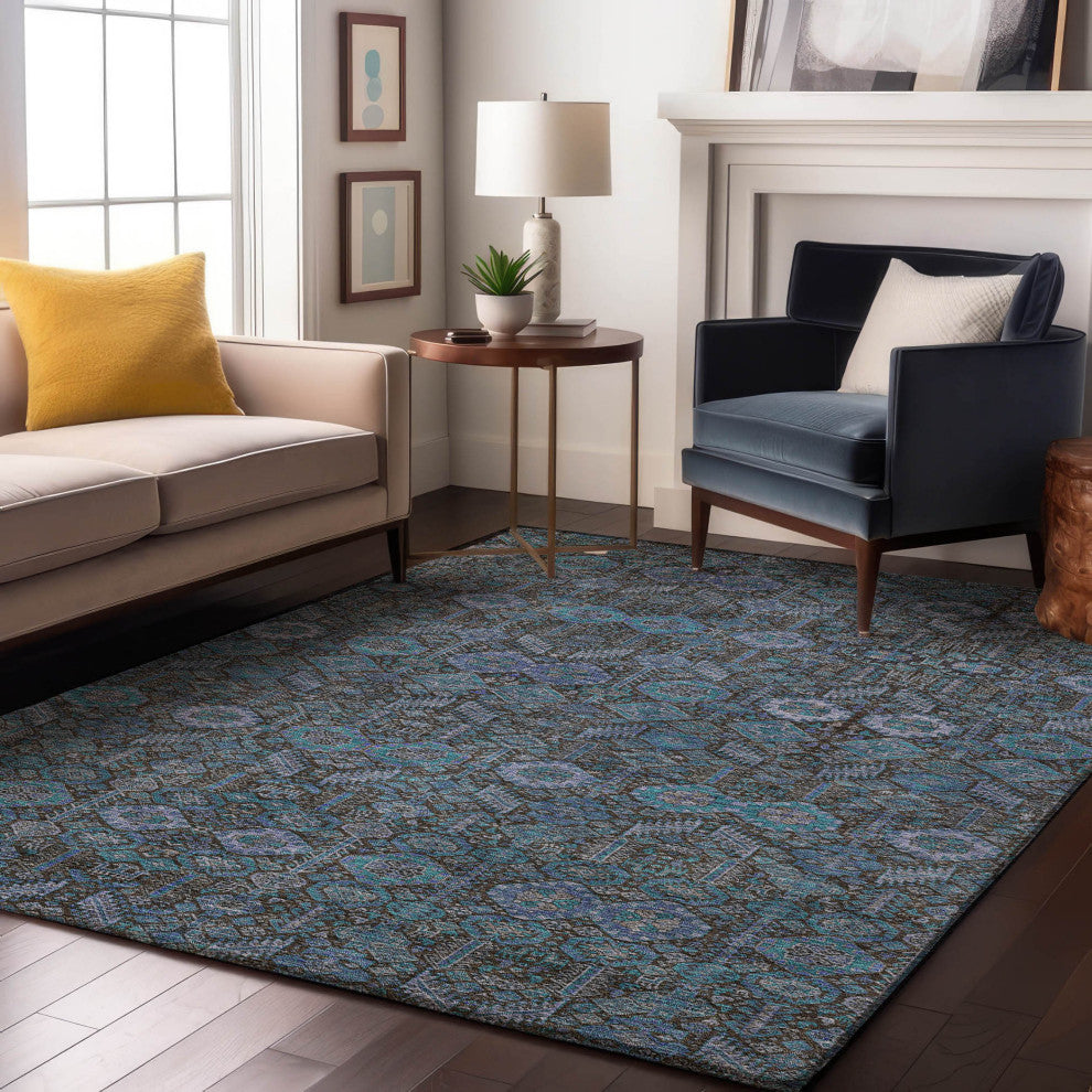 Premium Machine Washable Mayfield AMF574 Teal 3' x 5' Rug
