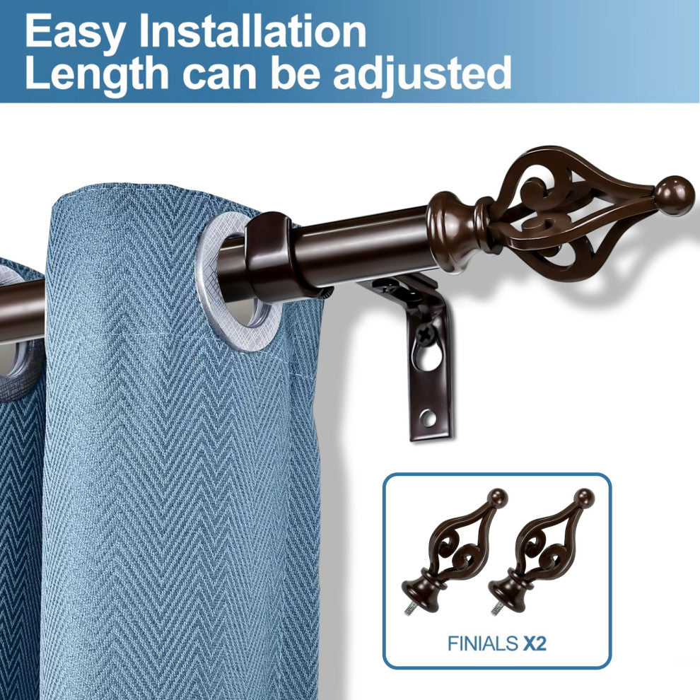 1" Portia Drapery Curtain Rod, Bronze, 84"-120"