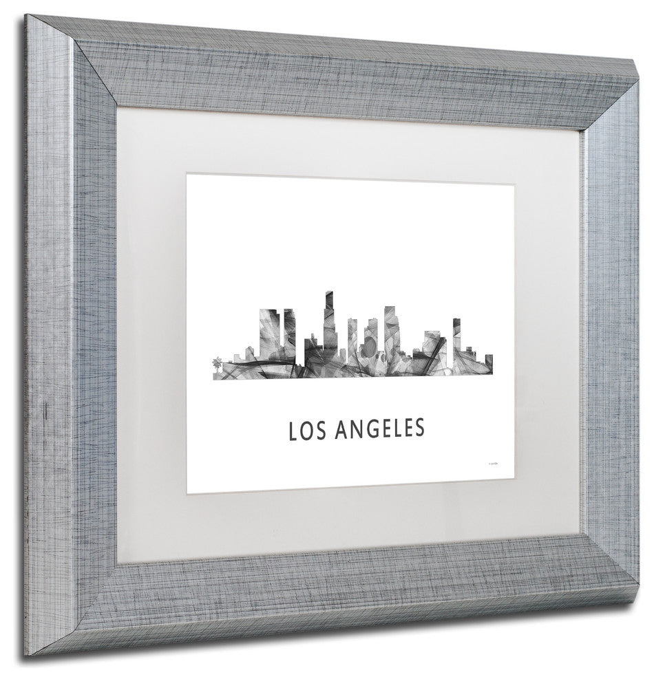 Marlene Watson ''Los Angeles Ca Skyline'' Matted Art, Silver Frame, White, 14x11