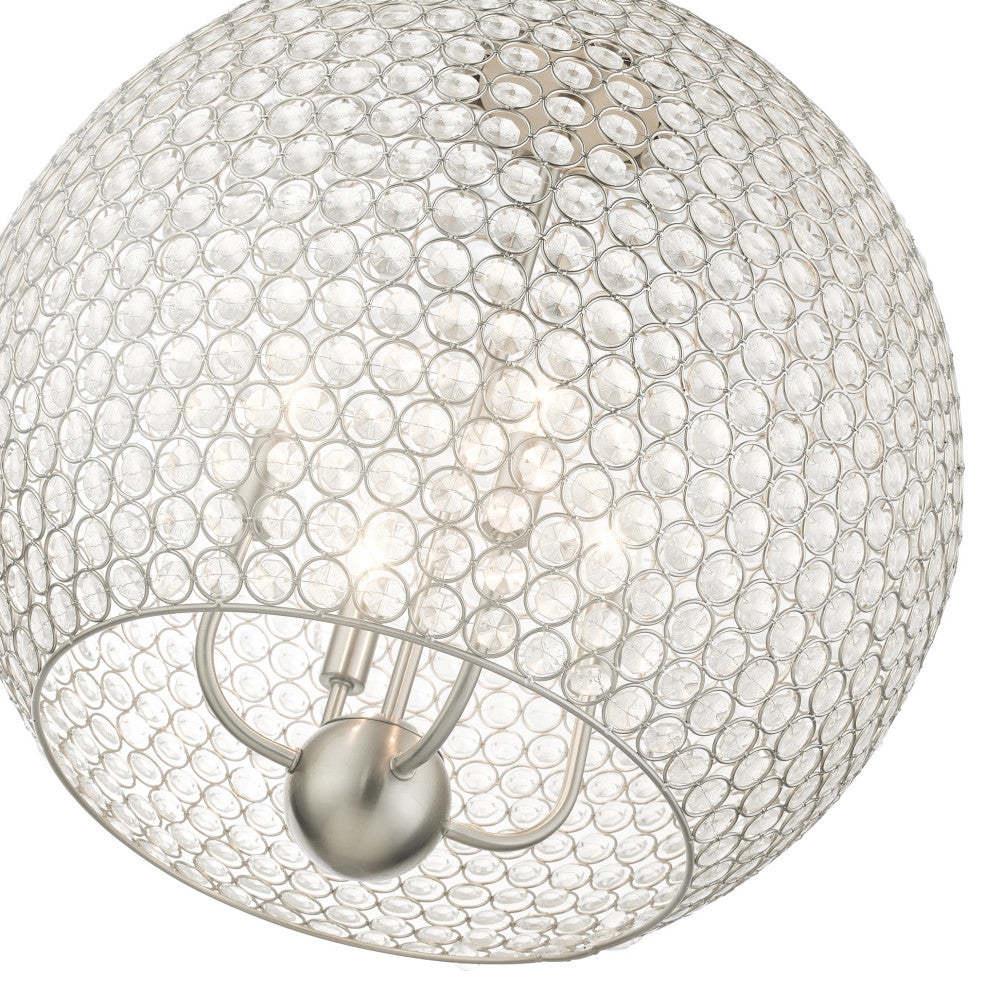 Brushed Nickel Casual, Sparkling, Shimmery, Transitional, Pendant