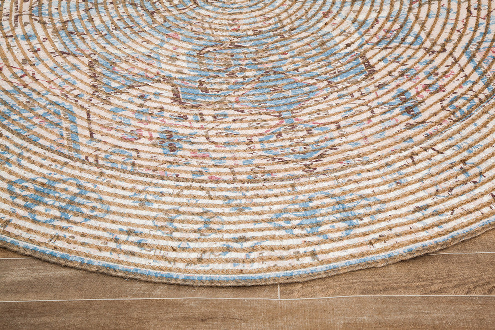 Round Damavand Distressed Area Rug, 4' Round