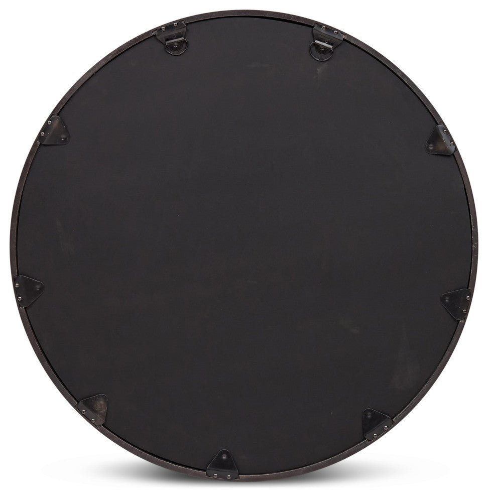 Samar 39" Round Mirror, Raw Bronze