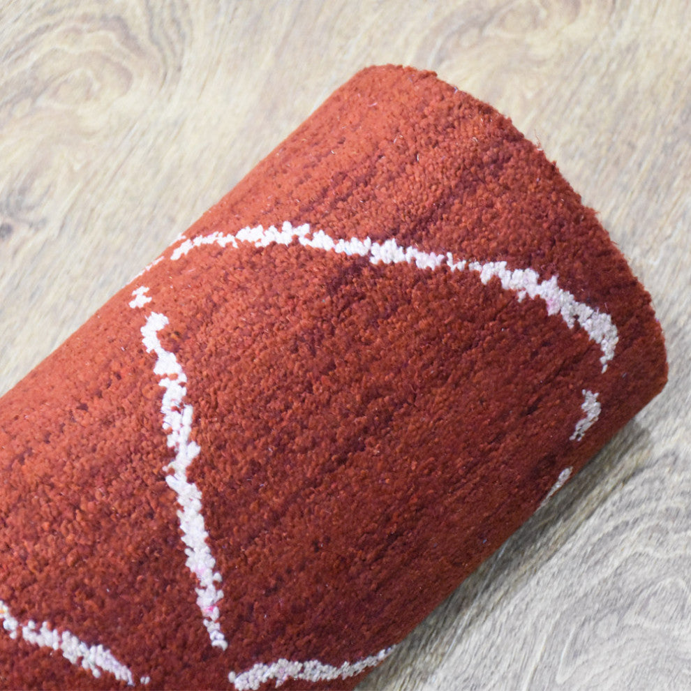 HAND KNOTTED LOOM SILK ECO-FRIENDLY RUG-5'x8',Rectangle,Red White,Contempor