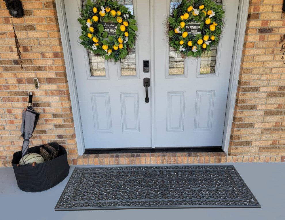 A1HC 3-Piece Rubber Grill Doormat Bundle, For Front, Patio & Garage Entrance