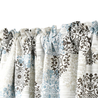 Marina Medallion Printed, Dark Gray/Granite, 2-Piece Valance Set