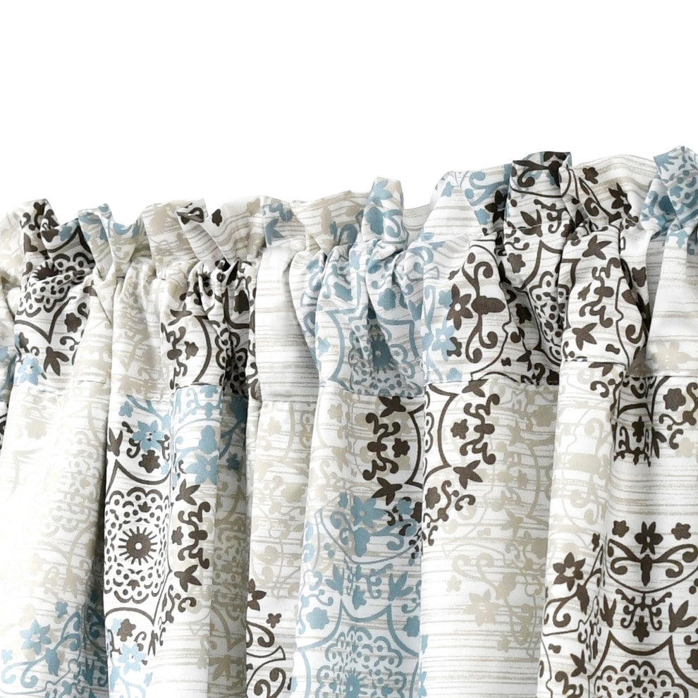 Marina Medallion Printed, Dark Gray/Granite, 2-Piece Valance Set