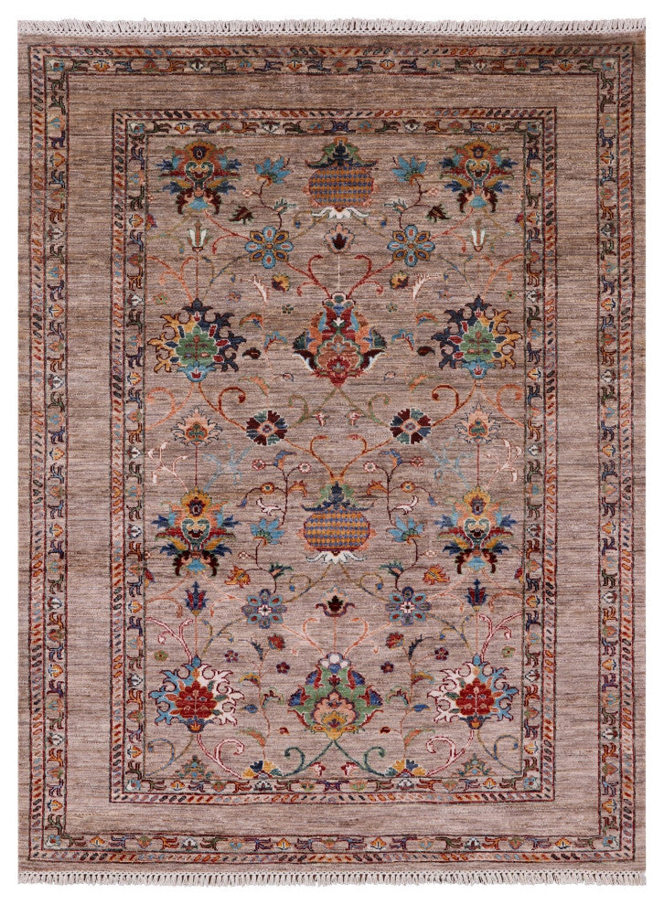 5' 1" X 6' 7" Persian Tabriz Handmade Wool Rug Q10095