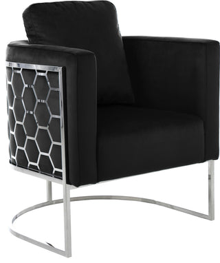 Casa Velvet Upholstered Chair, Black, Chrome Finish