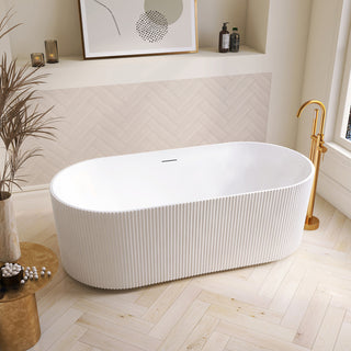 Linyi Freestanding Acrylic Soaking Bathtub, White, 66.9"l X 31.5"w