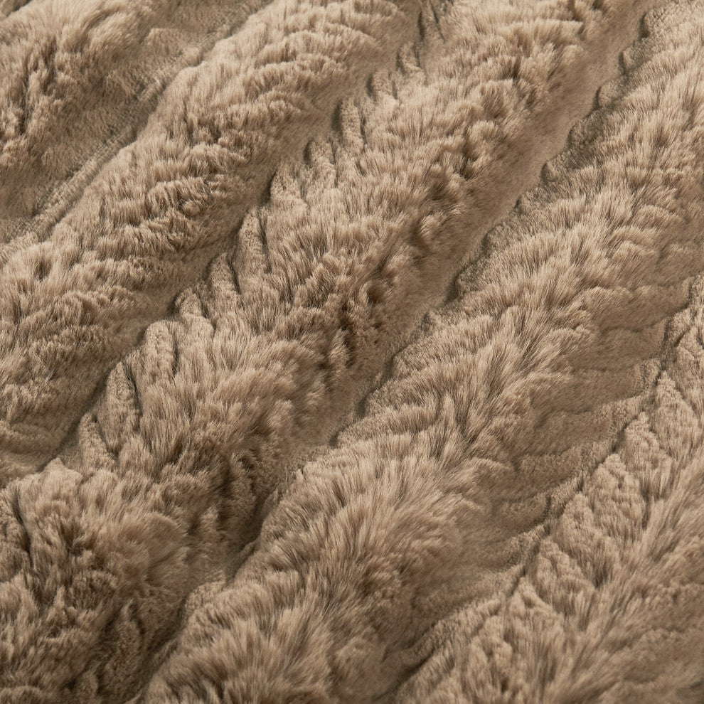 Tread Rabbit Faux Fur Throw Blanket, Tan